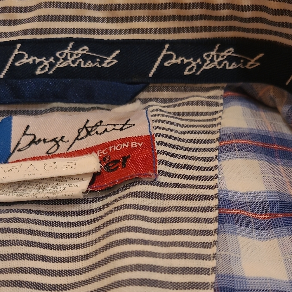 Wrangler George Strait Men's White and Blue Checkered S/S Button Shirt-Sz M - Picture 6 of 11